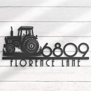 Custom Tractor House Number Metal Address Sign Personalized Farm Truck Home Number With Street Name Hanging Front Door Decor Housewarming