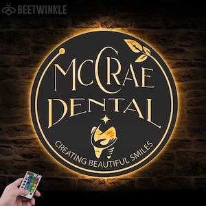 Custom Dental Clinic Metal Wall Art LED Light Personalized Dental Care Name Sign Home Decor Dentist Office Decoration Birthday Christmas