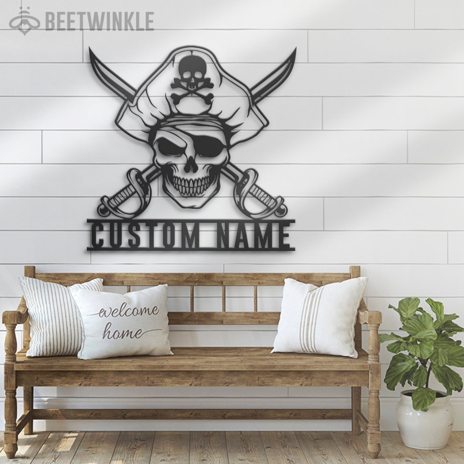 Panneau Métal Pirate Rétro - Déco Murale Crâne De Pirate - 20x30cm - Résistant à L'Eau - Pour Maison, Bar