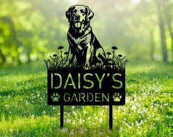 Custom Golden Labrador Retriever Metal Memorial Garden Stake Personalized Pet Grave Marker Name Sign Remembrance Stake Decor Lab Dog Loss