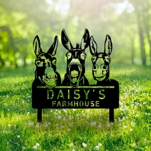 Custom Donkey Farmhouse Garden Metal Sign Personalized Cattle Farm Yard Sign With Stake Porch Decor Animals Barn Decoration Farmer Christmas