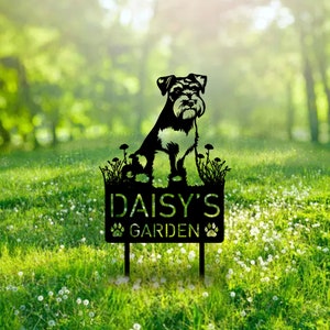 Custom Standard Schnauzer Dog Metal Memorial Garden Stake Personalized Pet Grave Marker Name Sign Remembrance Stake Decor Dog Loss Birthday