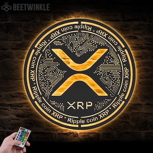 Digital XRP Metal Wall Art LED Lights Cryptocurrency Sign Home Decor Coin BTC Financial Office Decoration Housewarming Birthday Christmas