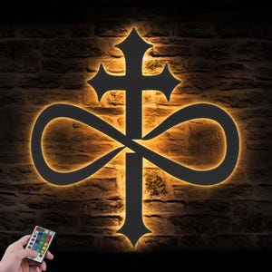 Infinity Cross Metal Wall Art LED Light Christian Sign Home Decor God Faith Decoration Religious Lord Cross Jesus Housewarming Christmas