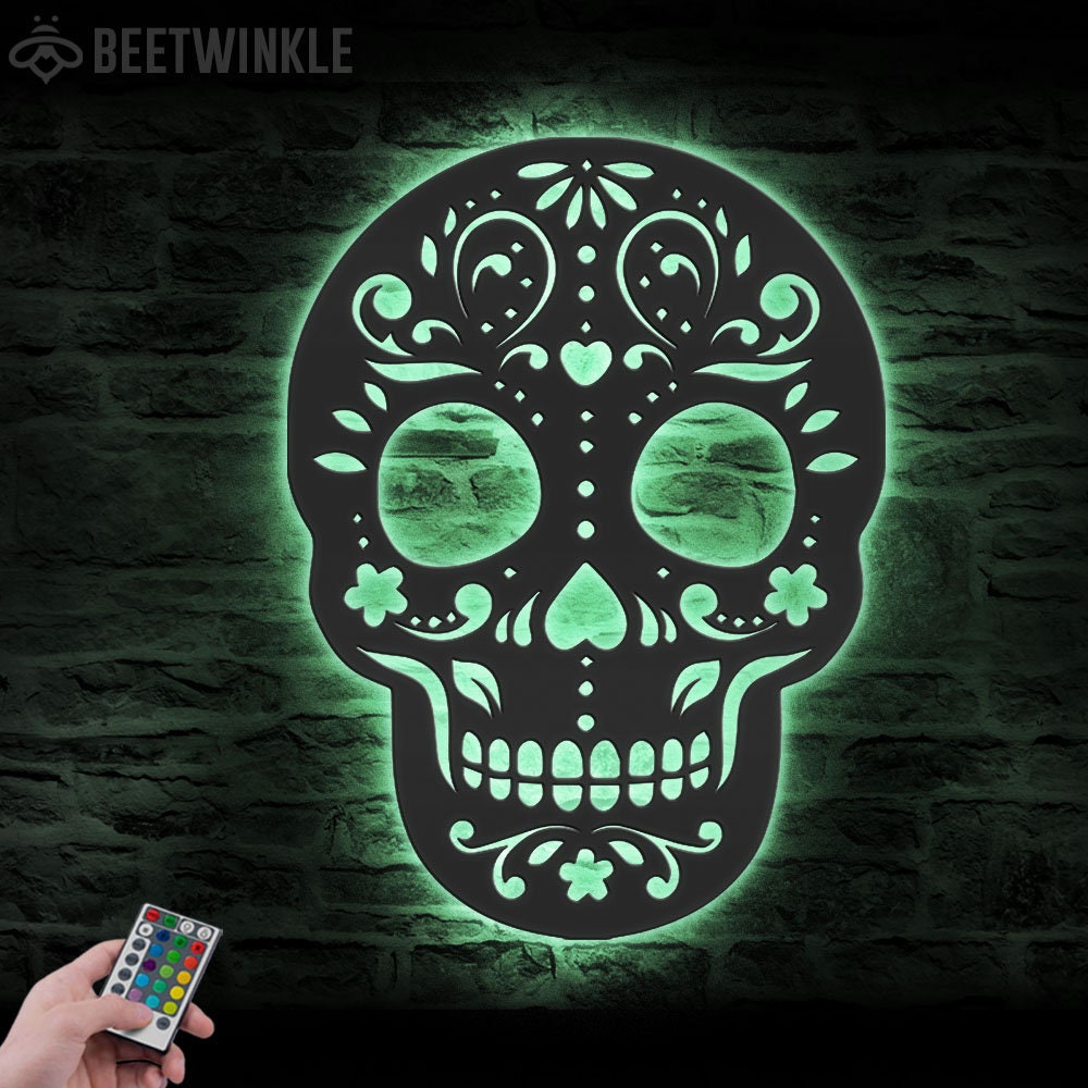 アート・デザイン・音楽 THE ILLUMINATION OF LIFE BY DEATH Dia De Muertos Mexican Sugar Skull Artwork Led Neon Sign Light