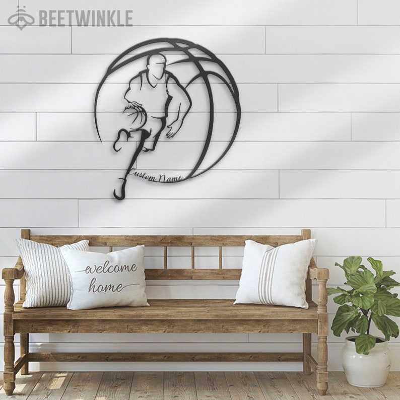 Custom Basketball Metal Wall Art LED Light Personalized Player Etsy