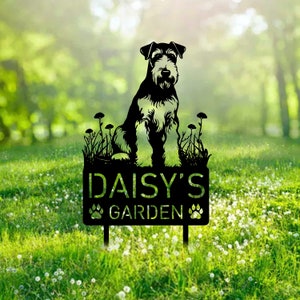 Custom Airdale Terrier Dog Metal Memorial Garden Stake Personalized Pet Grave Marker Name Sign Remembrance Stake Decor Sympathy Dog Loss