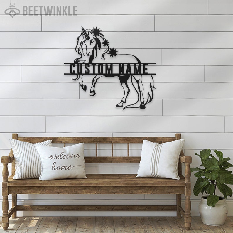 Custom Unicorn Metal Wall Art LED Light Personalized Unicorn Etsy