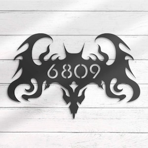 Custom Bat House Number Metal Address Sign Personalized Bat Home Number Name Hanging Front Door Halloween Patio Decor Housewarming