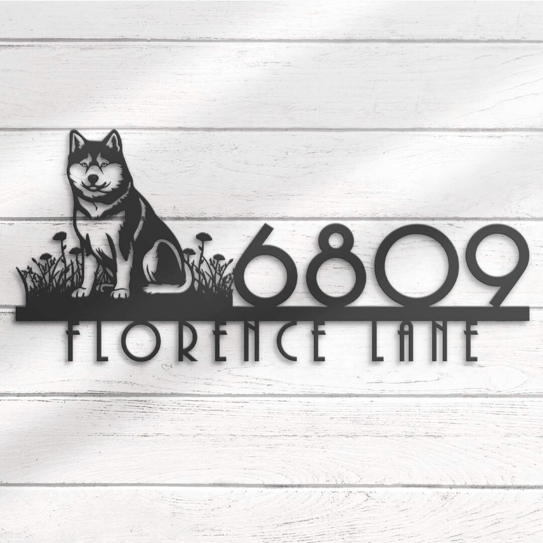 Custom Shiba Inu House Number Metal Address Sign Personalized Dog Home ...