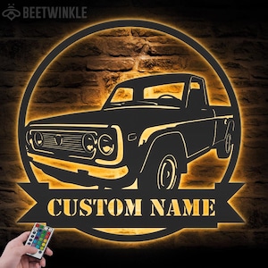 Custom Garage Metal Wall Art LED Light Personalized Classic Muscle Car Name Sign Home Decor Mechanic Repair Decoration Repairman Birthday