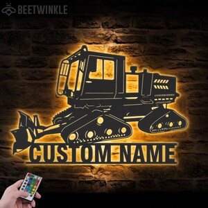 Custom Snowcat Driver Metal Wall Art LED Light Personalized Tracked Snow Vehicles Name Sign Decor Piste Machines  Snowmobile Piste Bashers