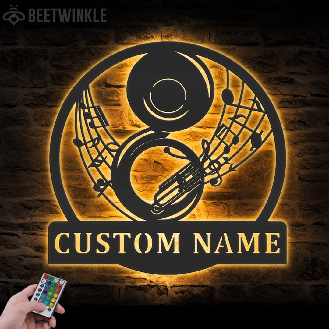 Custom Sousaphone Musical Instrument Metal Wall Art LED Light