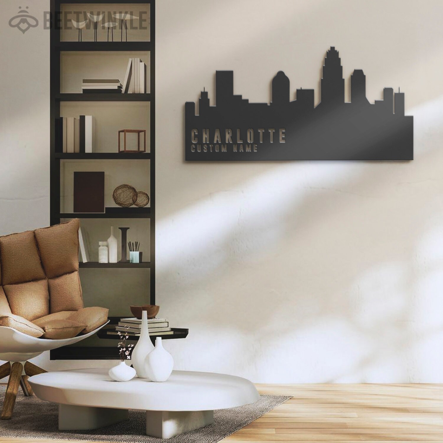 Custom Charlotte Skyline Metal Wall Art LED Light