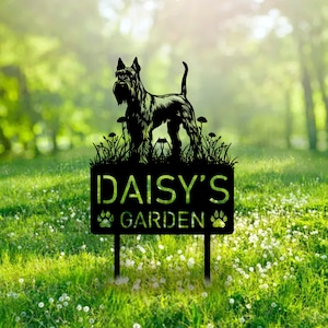 Custom Giant Schnauzer Dog Metal Memorial Garden Stake Personalized Pet Grave Marker Name Sign Remembrance Stake Decor Sympathy Dog Loss