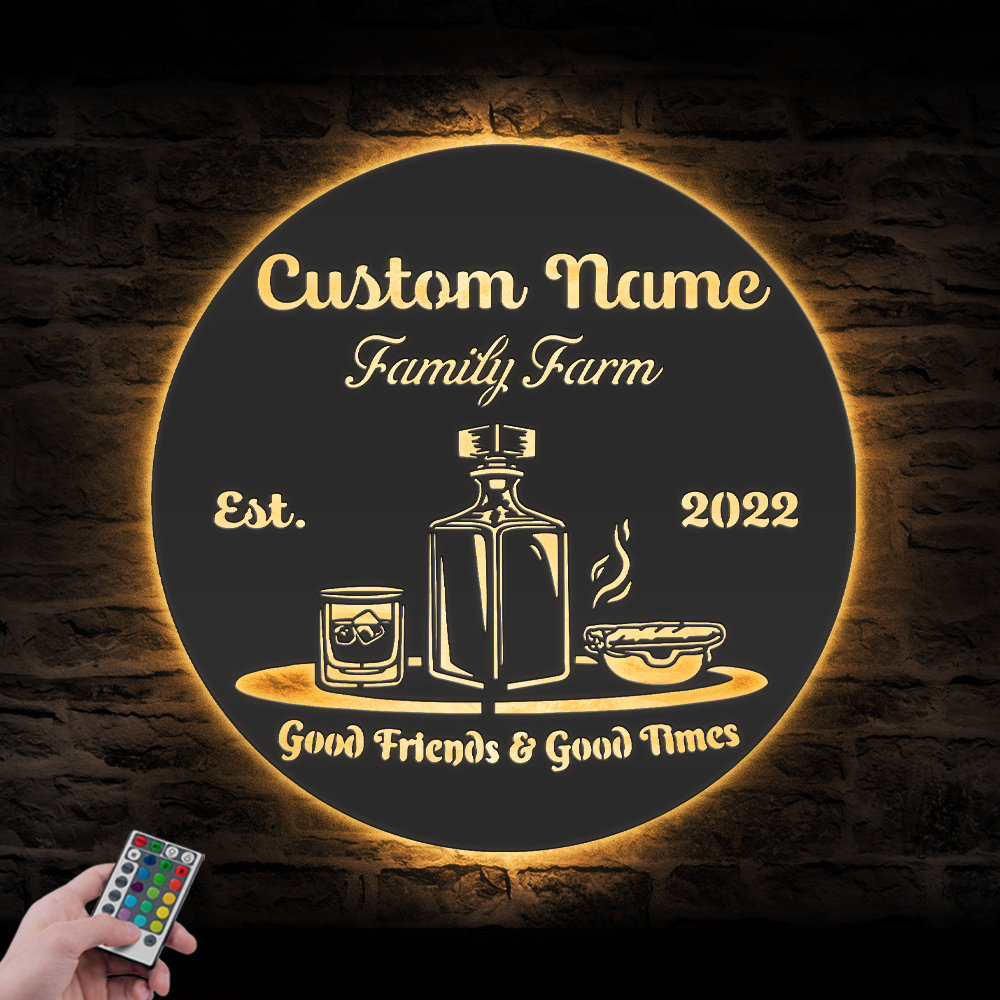 Benutzerdefinierte Bourbon Zigarre Metall Wand Kunst LED Licht Personalisierte Whisky Rauch Zeichen Home Bar Pub Dekor Cocktail Dekoration Mann Höhle Weihnachtsgeschenk