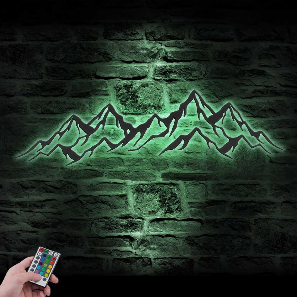 絵画 Mountain glow Neon Colour Mountain Summit Psychedelic Alpine Landscape Wall Art