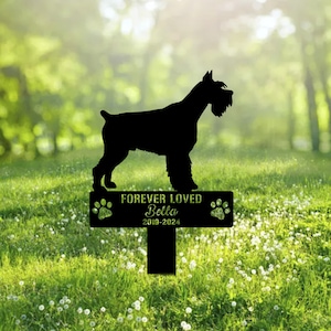 Custom Miniature Schnauzer Metal Memorial Garden Stake Personalized Pet Grave Marker Name Sign Remembrance Stake Decor  Dog Loss Christmas