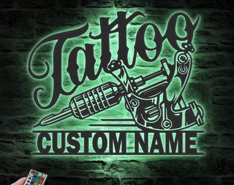 WODORO Custom Tattoo Studio Metal Tin Sign Wall Art Plaque, Ink Parlor  Tattoo Shop Tattoo Parlor Decor, Personalized Gifts for Tattoo Artists