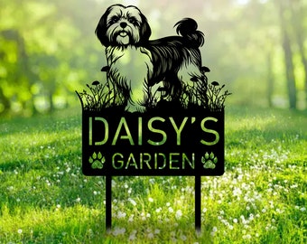 Custom Shih Tzu Dog Metal Memorial Garden Stake Personalized Pet Grave Marker Name Sign Remembrance Stake Decor Sympathy Dog Loss Gift