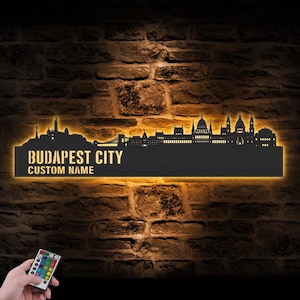 Custom Budapest Skyline Metal Wall Art LED Light Personalized Hungary’s Capital Home Cityscape Name Sign Decor Born In Budapest Decoration
