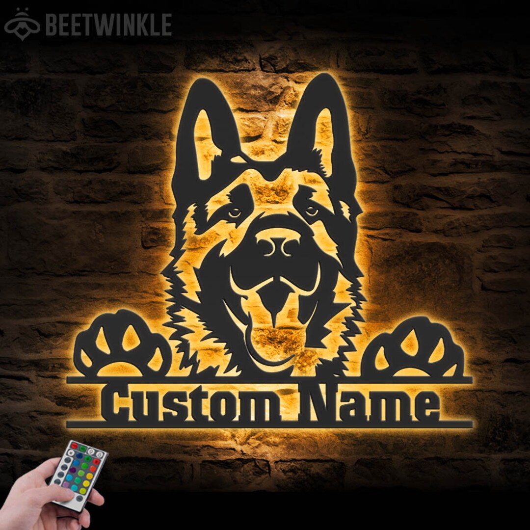 Custom German Shepherd Metal Wall Art Personalized Dog Lover Name Sign Home Decor - Ideal for Home Decor & Gift