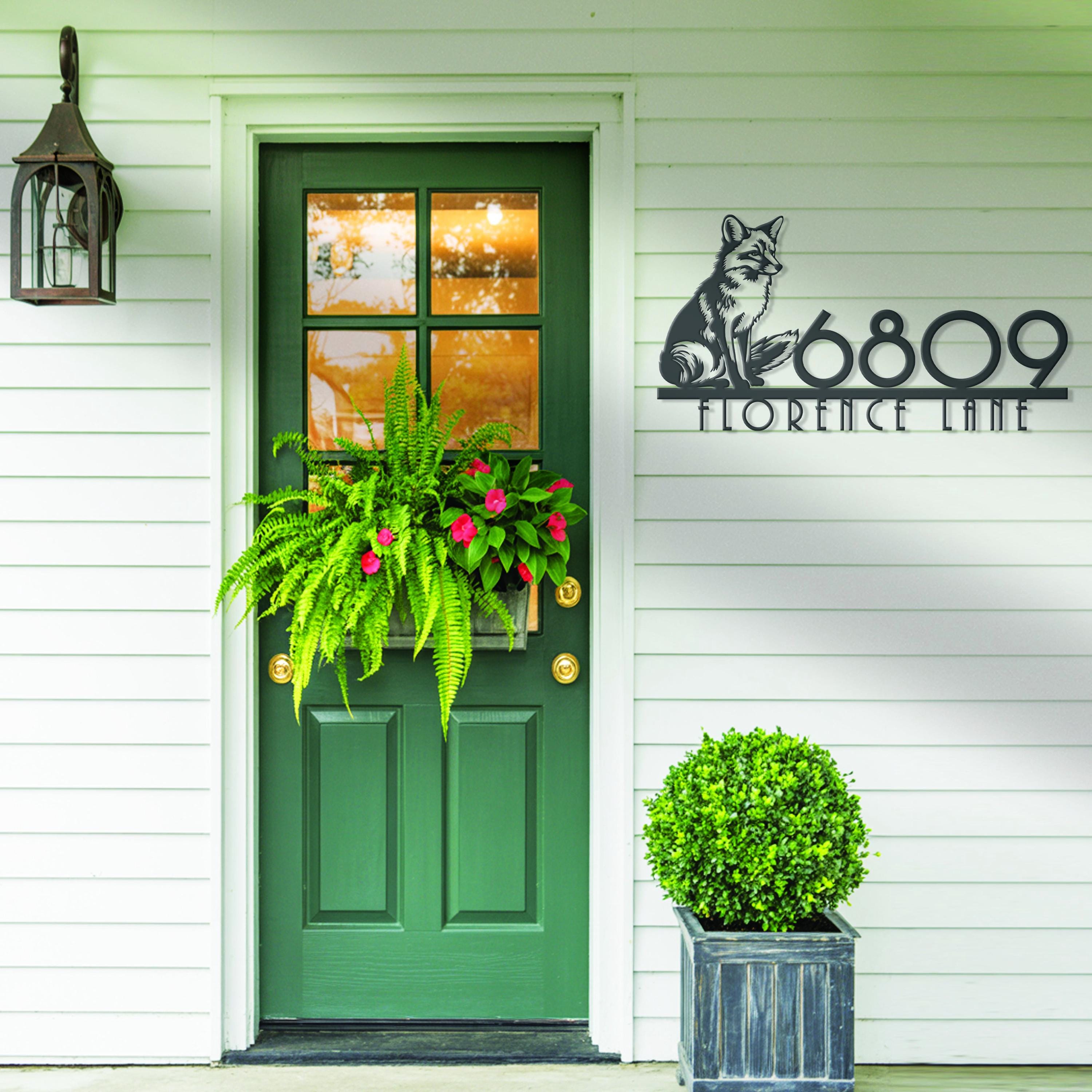 Numéro De Maison Personnalisé En Métal Avec Renard, Plaque D