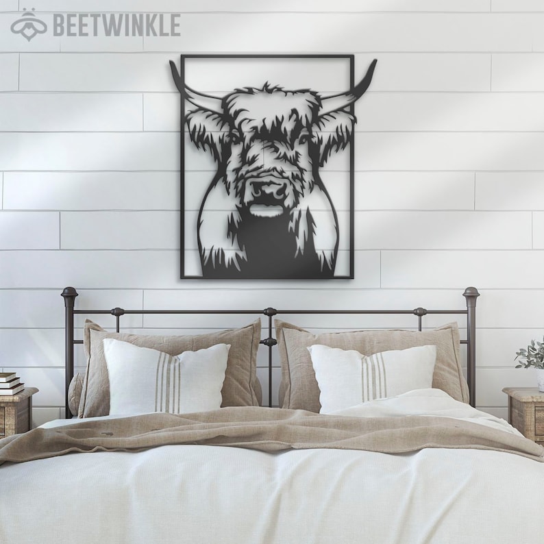 Highland Cow Farmhouse Metal Wall Art LED Light Buffalo Farm Etsy