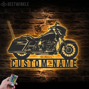 Custom Motocross Biker Metal Wall Art LED Lights Personalized Dirt Bike Name Sign Home Motorcycle Decor Rider Decoration Man Cave Christmas