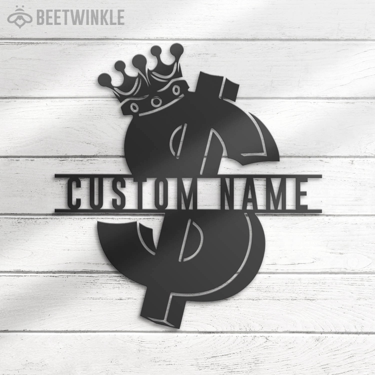 Custom Dollar Money Symbol Metal Wall Art LED Light Personalized ...