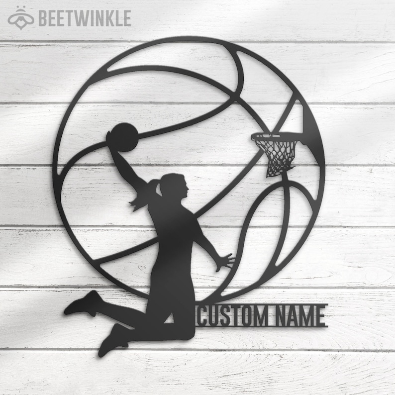 Custom Female Basketball Metal Wall Art LED Light Personalized Etsy
