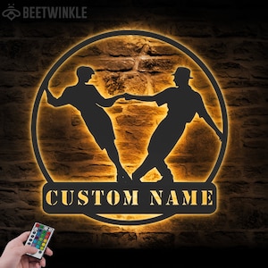 Custom Couple Dancing Metal Wall Art LED Lights Personalized Classic Dancer Name Sign Home Decor Dance Nursery Decoration Birthday Xmas Gift