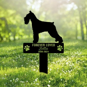 Custom Standard Schnauzer Dog Metal Memorial Garden Stake Personalized Pet Grave Marker Name Sign Remembrance Stake Decor Dog Loss Christmas