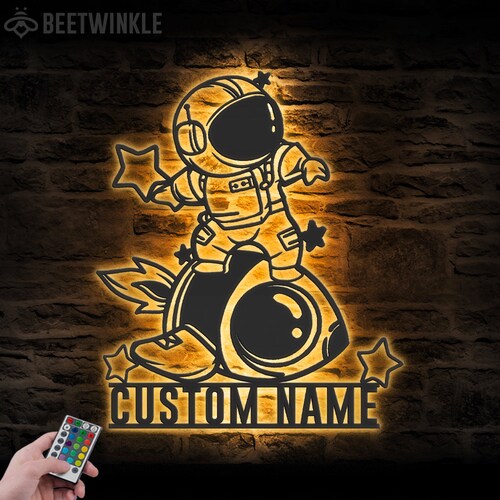 Custom Spaceship Metal Wall Art LED Light Personalized Rocket Etsy
