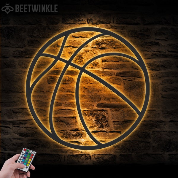 Junge Basketball Monogramm Metall Wand Kunst LED Licht Mädchen Basketball Spieler Liebhaber Zeichen Wohnkultur Kind Kinderzimmer Dekoration Mama Papa Geburtstagsgeschenk