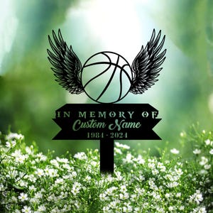 Custom Basketball Metal Memorial Stake Personalized Player Grave Marker Name Sign Basketball  Remembrance Stake Decor Sympathy Loss Gift