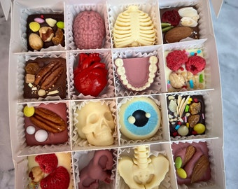 Chocolate Gift Set/Anatomy themed set/Brain/Heart/Skulls/Eyeball/Teeth/Doctor/Nurse/Halloween/Fun gift/Medicine/NHS