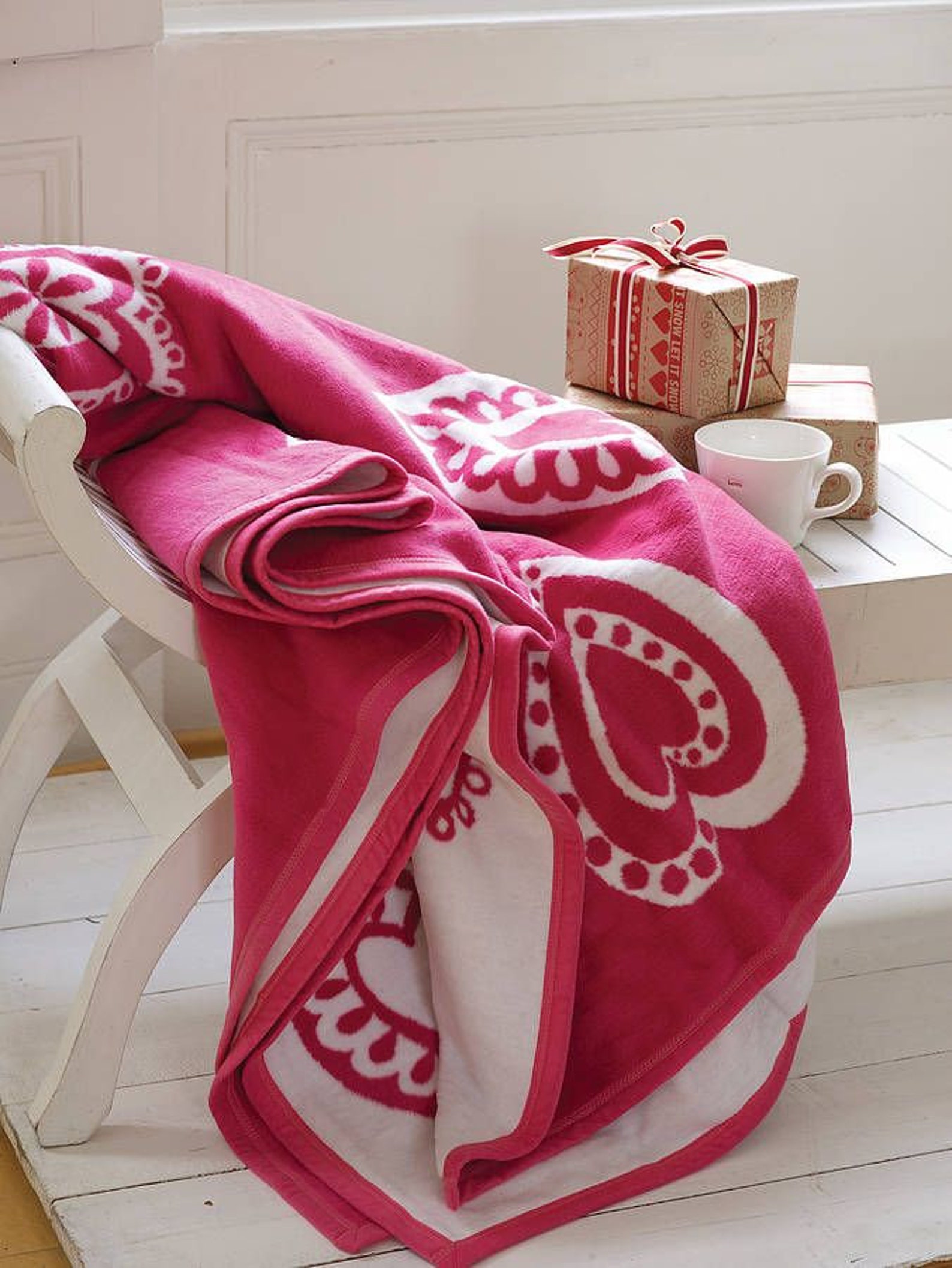 Woven Fleece Pink Hearts Super Soft Reversible Blanket Mothers | Etsy