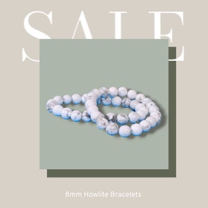 Howlite Stretch Bracelet - 8mm Beads - Calming Gemstone Jewelry