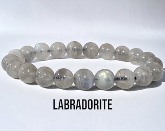 Handmade Labradorite Bracelet - 9mm Beads - Crystal Healing Jewelry