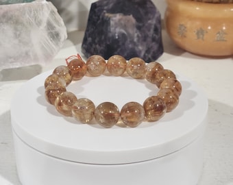 Citrine Bracelet Size 13mm - November Birthstone - Birthday Gift Stretch Beaded Bracelet Handmade Jewelry