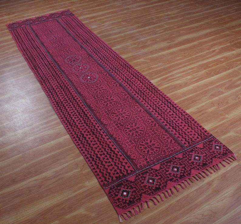 Long Red Rugs Handmade Red Cotton Runner Rug, Block Printed Hallway Carpet - Etsy