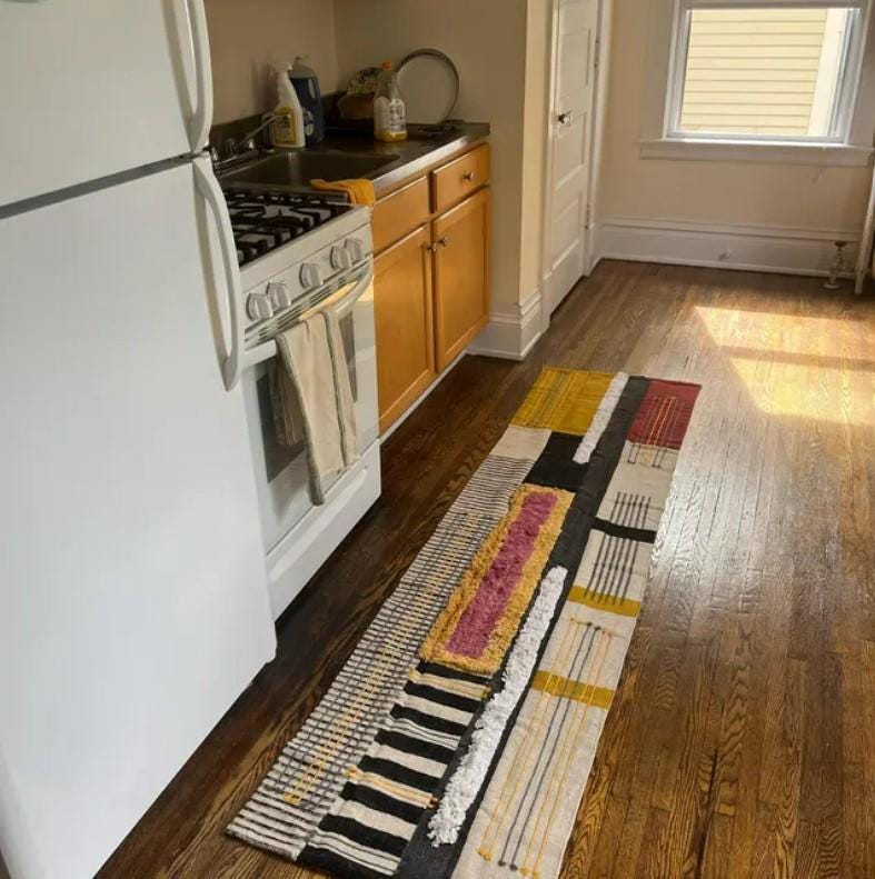 Grey Yellow Handwoven Coton Rug, Hallway Runner, Christmas Gift Rug, Hand Block Printed Cotton Runner Rug 2.6x8 3x20 2.6x24 Feet