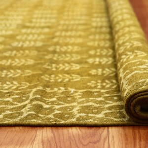 Dabu Rug Green Cotton Hand Woven Rug, Dabu Print Square Dhurrie - Etsy
