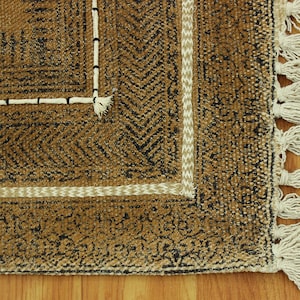 Brown cotton kilim Square woven cotton rug Hand embroidery work cotton rug Living room kilim Square patio rug 3x3 5x5 9x9 7x7 12x12 feet rug