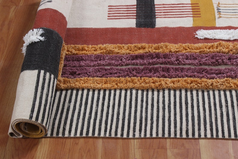 Hand Block Print Rug Handmade Runner Rug Woven Cotton Rug - Etsy