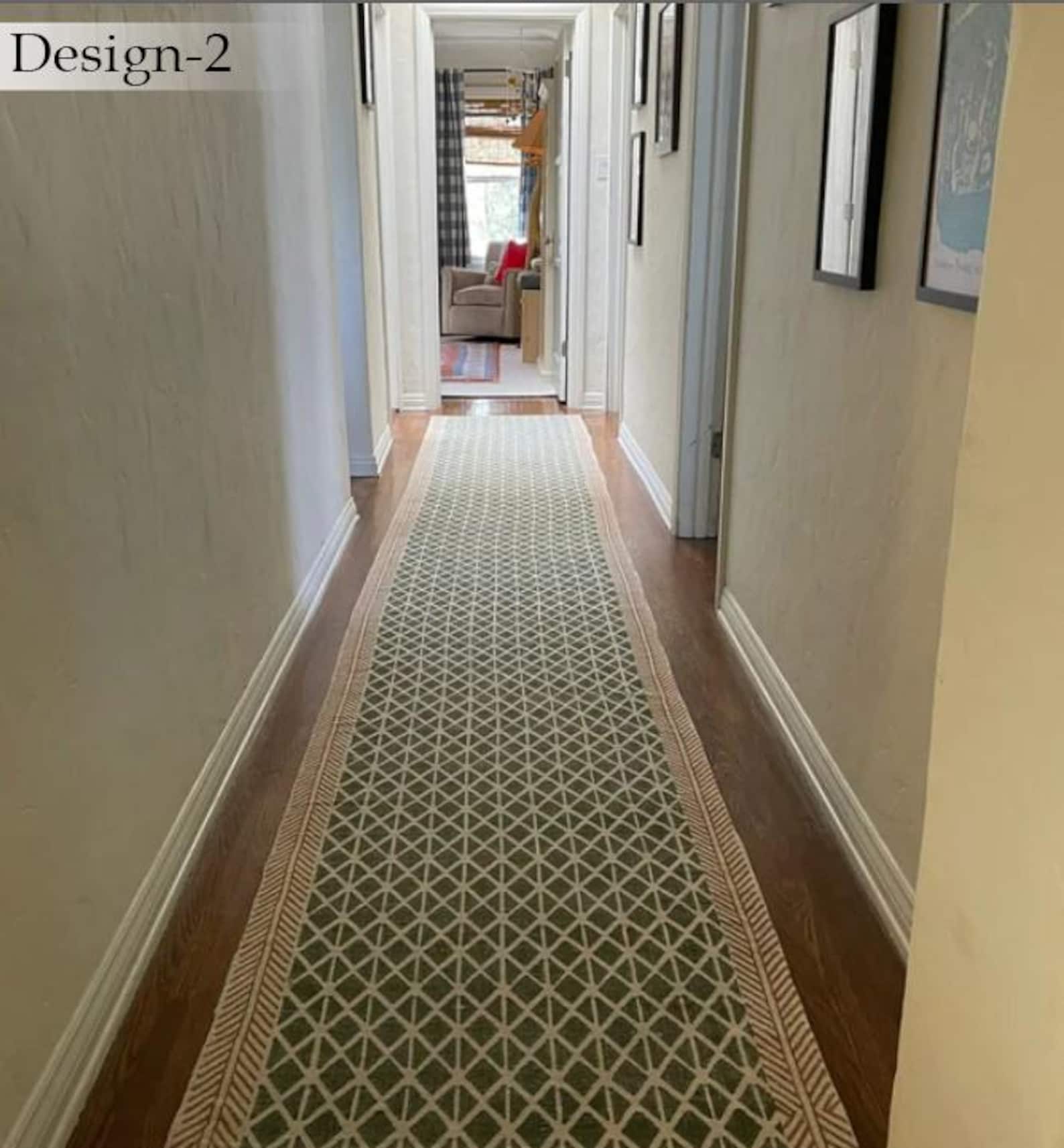 Extra Large Runner Hallway Stair Runner Green Handmade Rug Washable ...