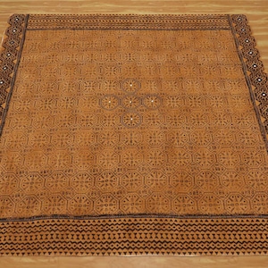 Clay Brown Square Rug Cotton Area Rug Modern Hand Block Printed Rug Bedroom Rug Gift For Christmas Indian Handmade Rug 5x5 9x9 2x14 5x8 Feet
