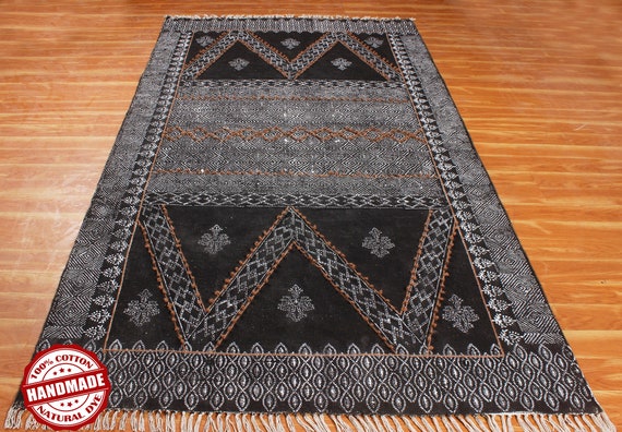 Block Printed Dhurrie Bedroom Runner Modern Rug Large Rug Indian Cotton Rug Floor Area Rug 2x3,3x5,4x6,5x8,6x9,8x10 Feet Living Room