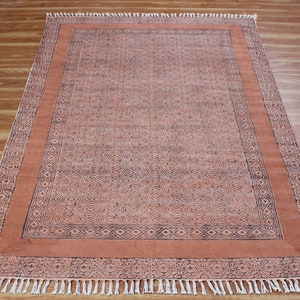Handwoven bedroom living room cotton area kilim Indian hand block printed durrie Garden yoga mat 6x9 8x10 10x16 ft rug